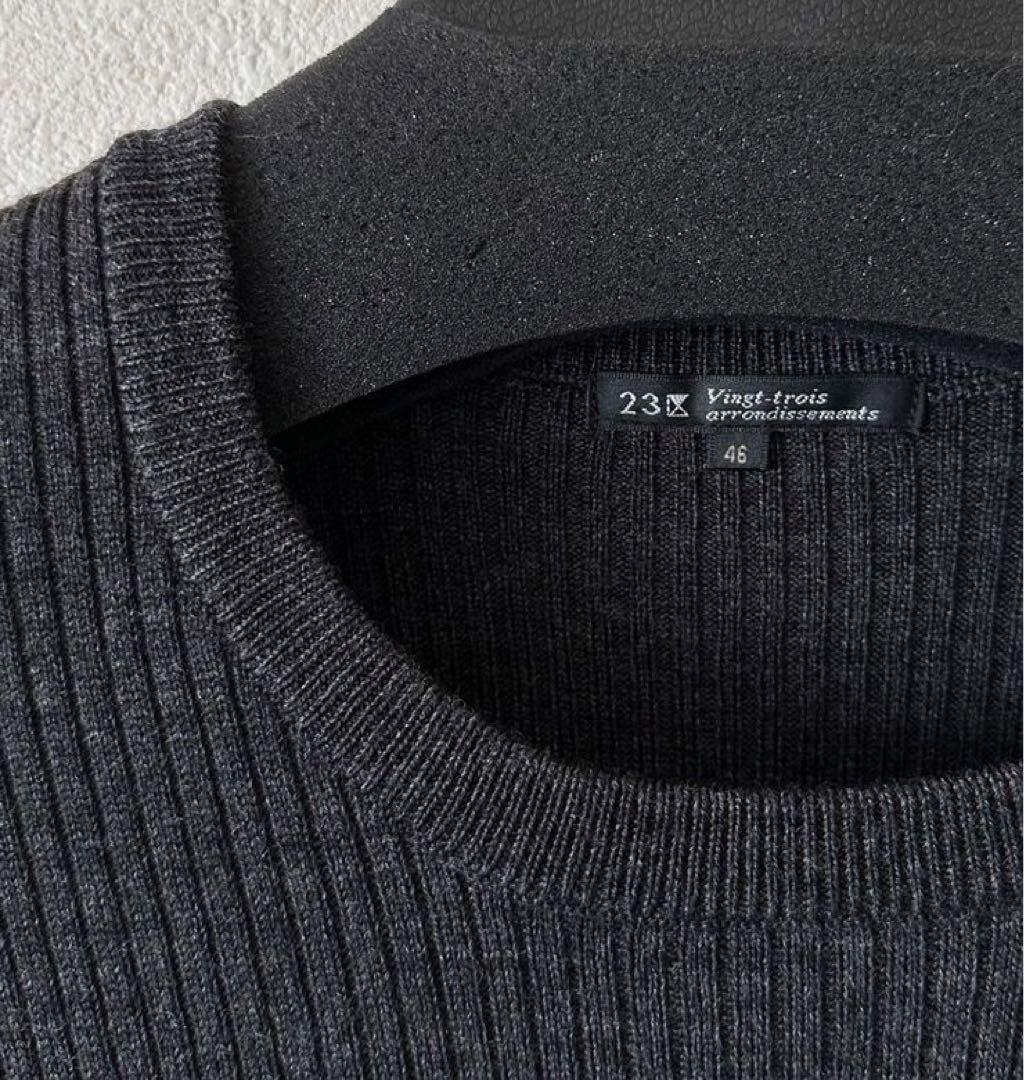 大きいサイズ46＊２３区 レア ヘムＡラインニット チュニック＊自由区組曲ICB