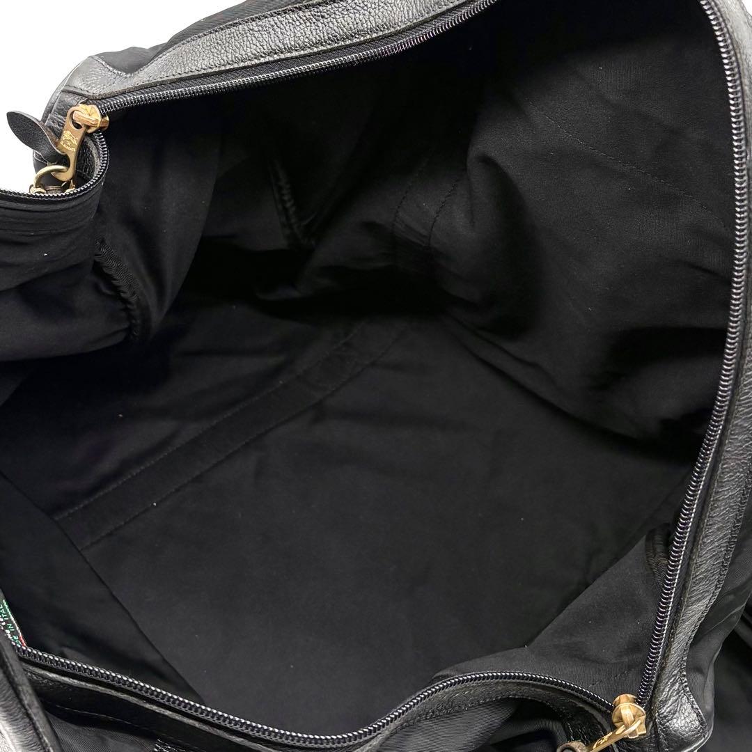 イルビゾンテ 2way ボストンバッグ 大容量 ナイロン レザー 南京錠付き 黒