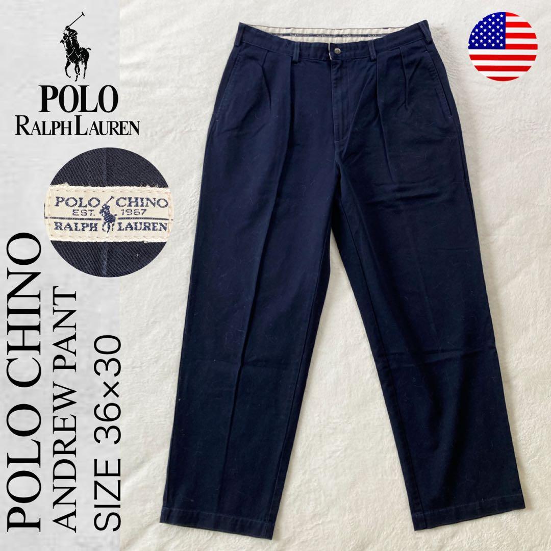 【USA製】ポロチノ アンドリューパンツ ラルフローレン ネイビー 36×30