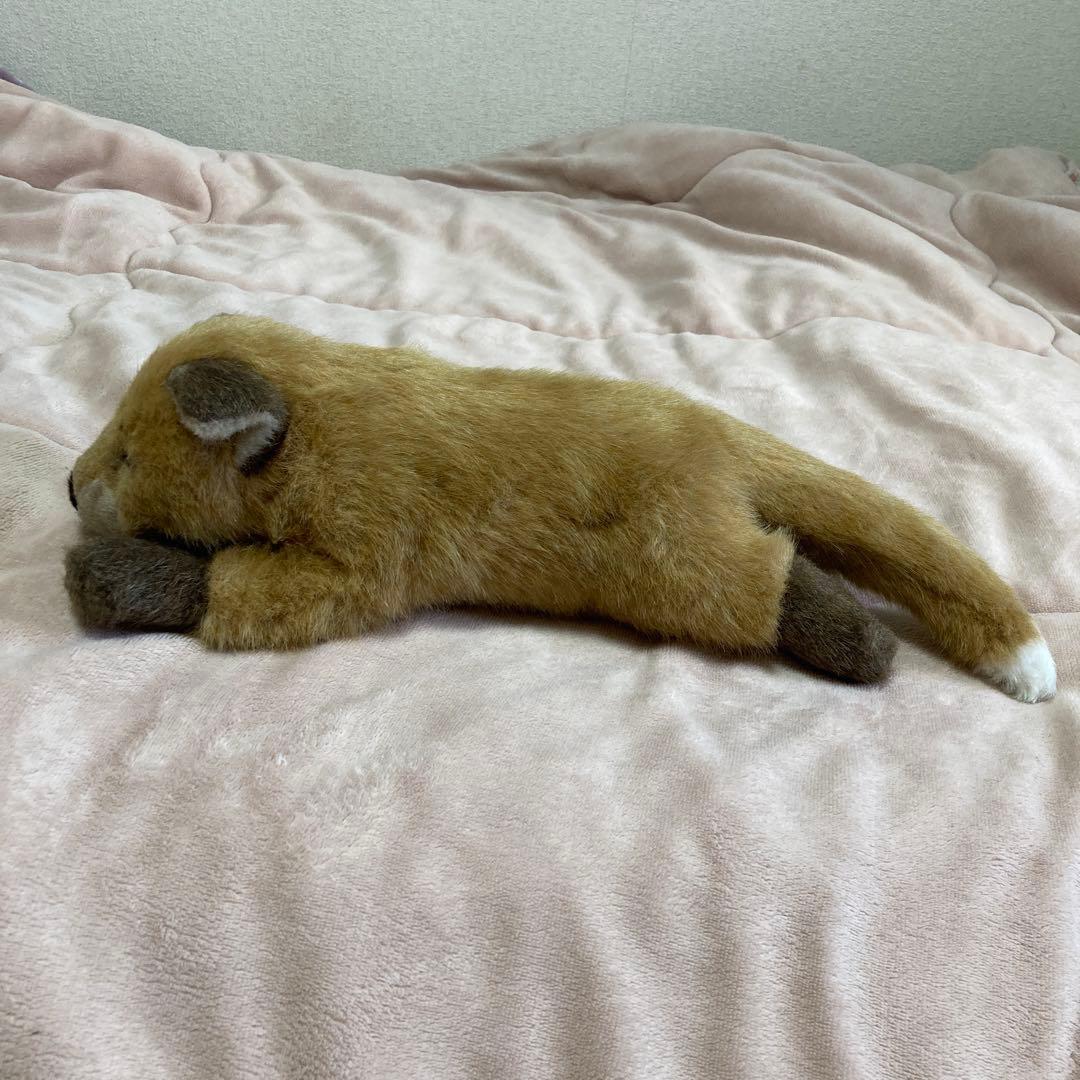 やまね工房　落合けいこ　きつねの赤ちゃん　寝そべり　ぬいぐるみ　中古品　紙タグ付