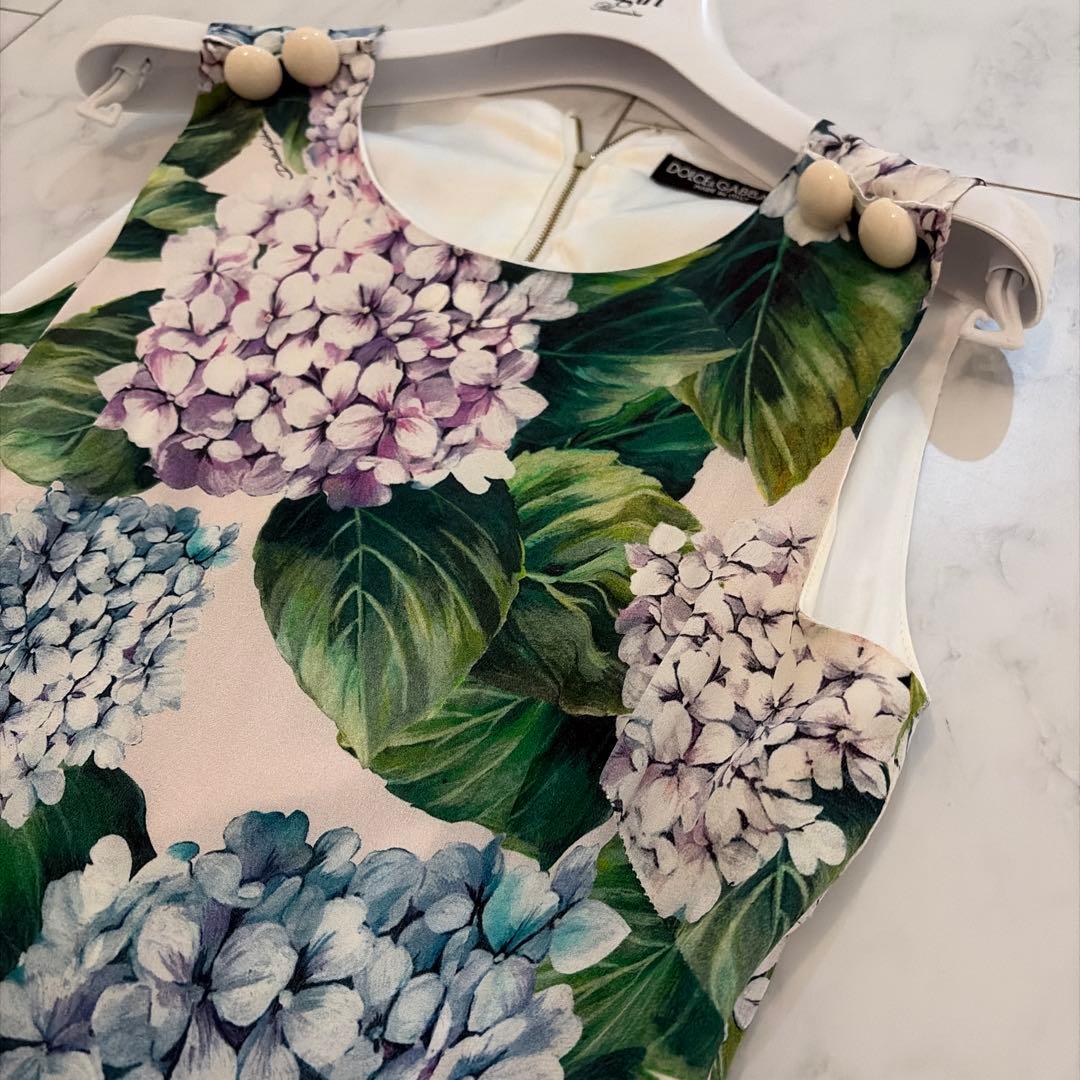 DOLCE & GABBANA アジサイ柄 ノースリーブワンピース