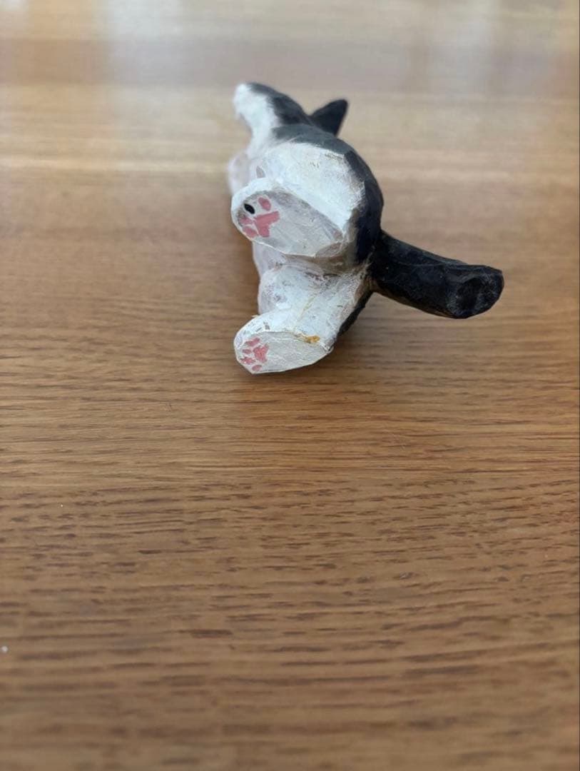 はまもとゆかり　木彫り猫/メモスタンド　ハチワレ