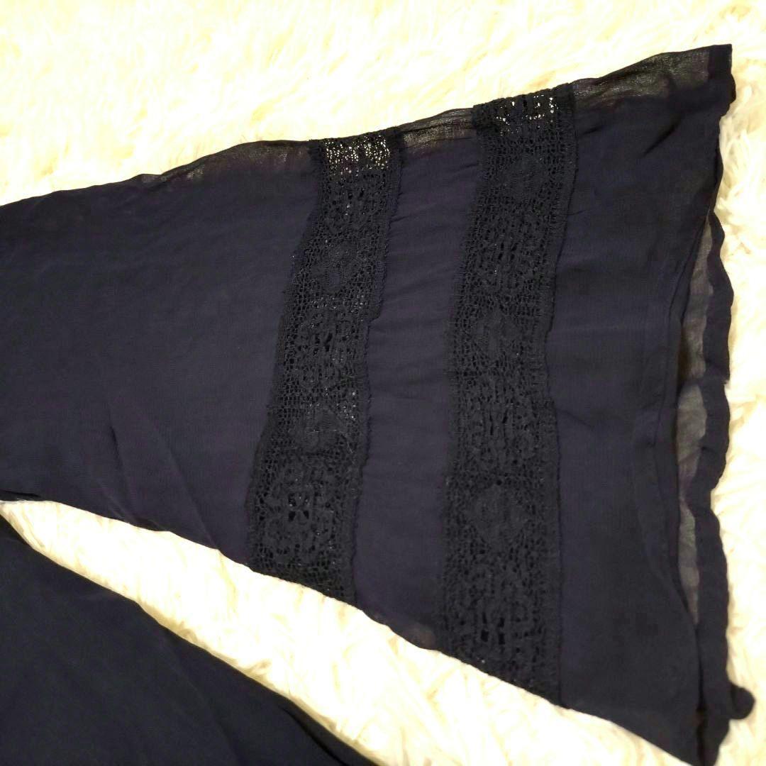 ヌキテパ 大人可愛い シアー レース ギャザー レーヨン ワンピース