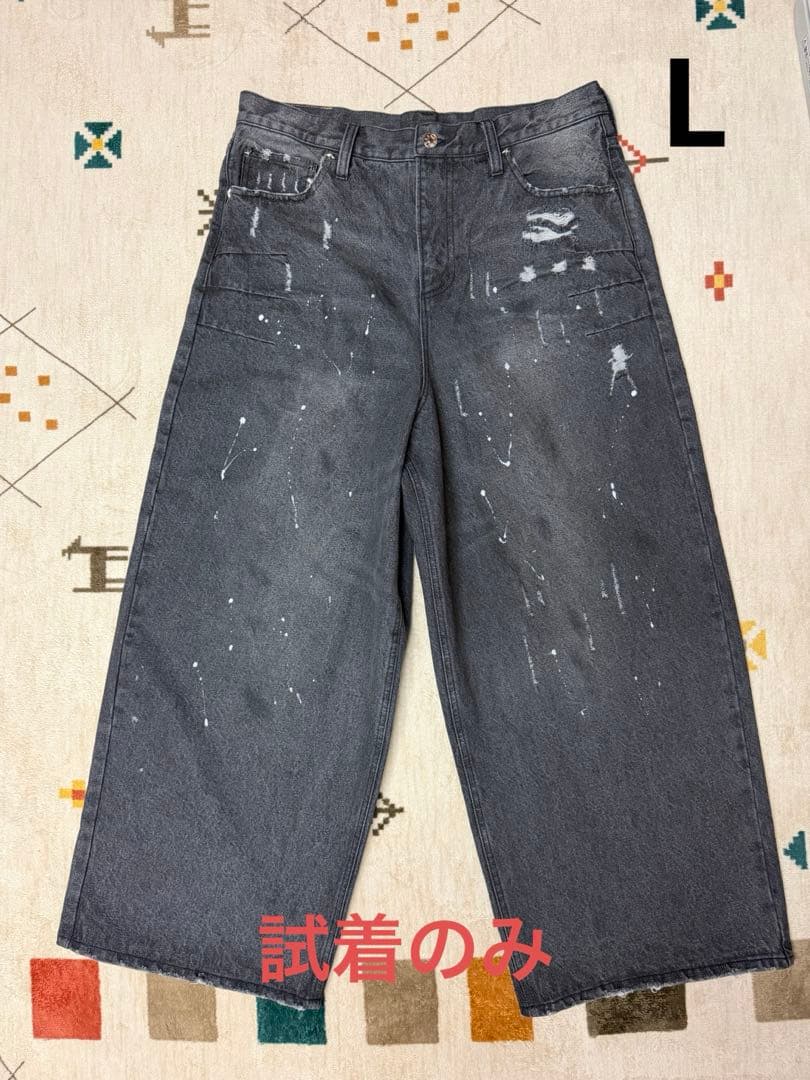BELVET Washed Faded Denim Lサイズ/Black