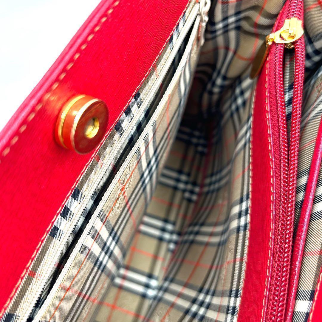 Burberrys バーバリーズ ハンドバッグ ノバチェック レッド　美品