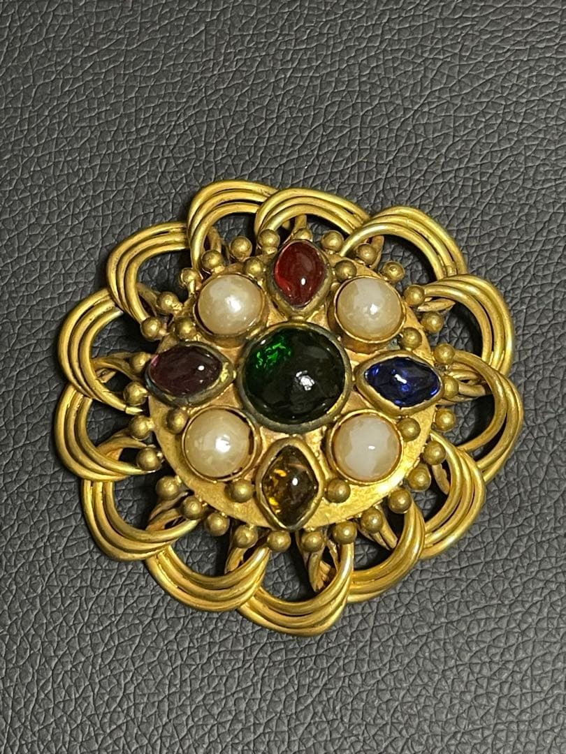 【リナ】CHANEL gripoix vintage ブローチ★超レア★グ