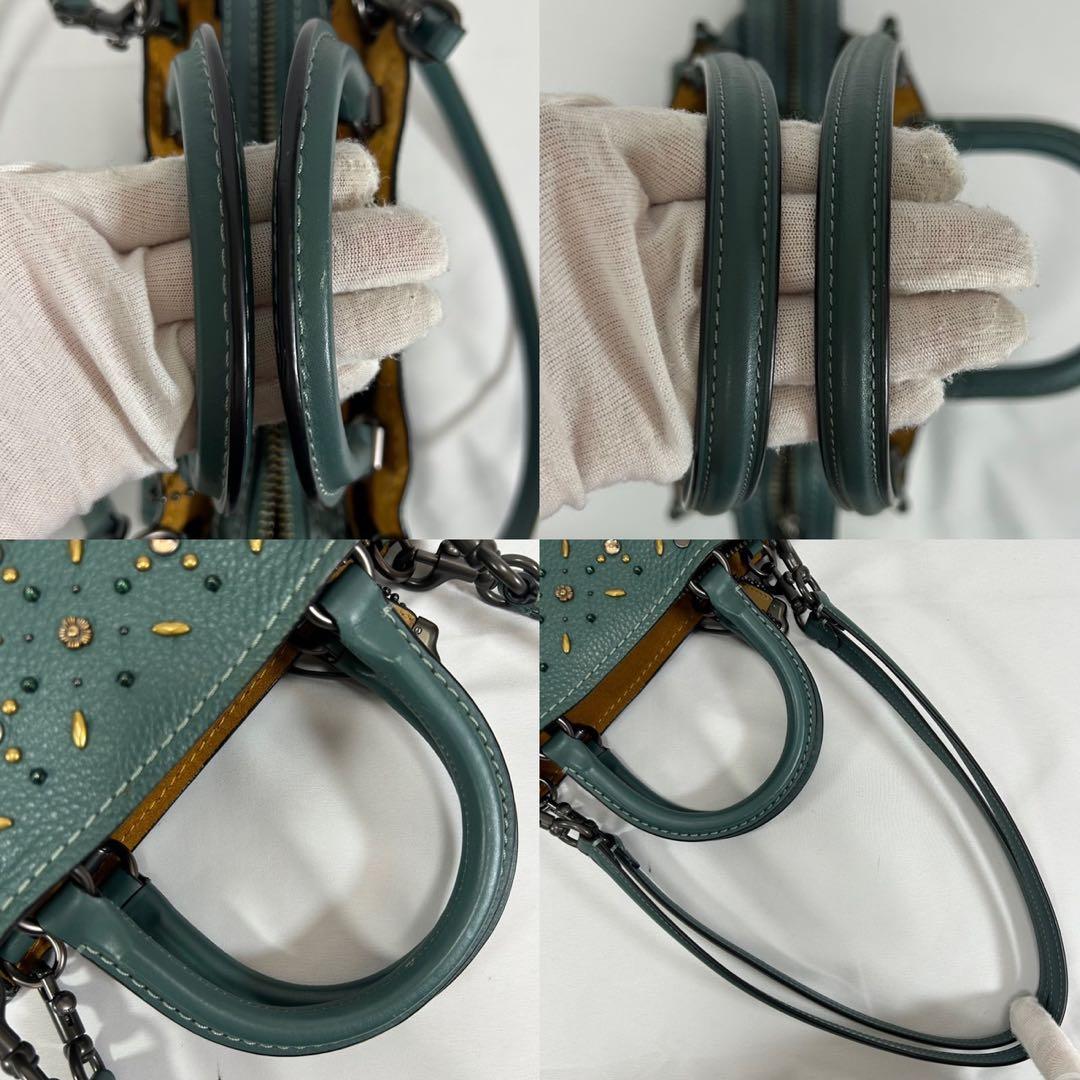 【極美品】コーチ ローグ25 3way ハンドバッグ レザー スタッズ 肩掛け