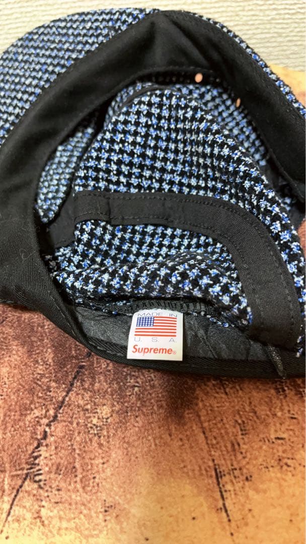 Supreme キャップ 青黒チェック