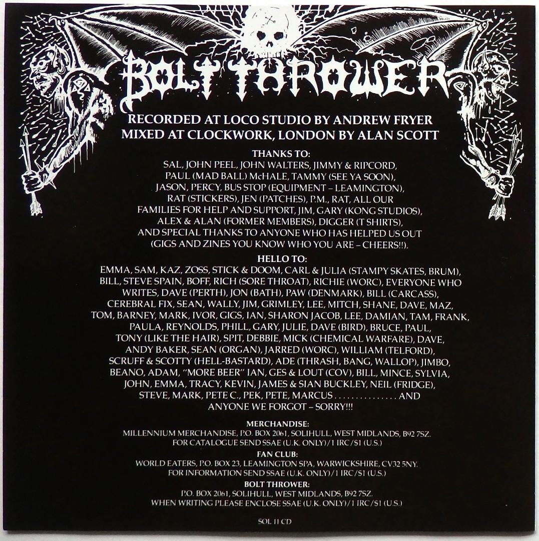 洋楽 BOLT THROWER In Battle There Is No Law