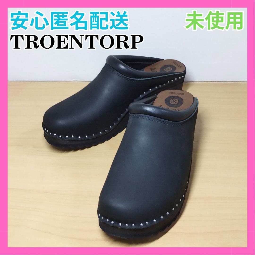 サボ トロエントープ TROENTORP 黒 レザー クロッグサンダル スタッズ