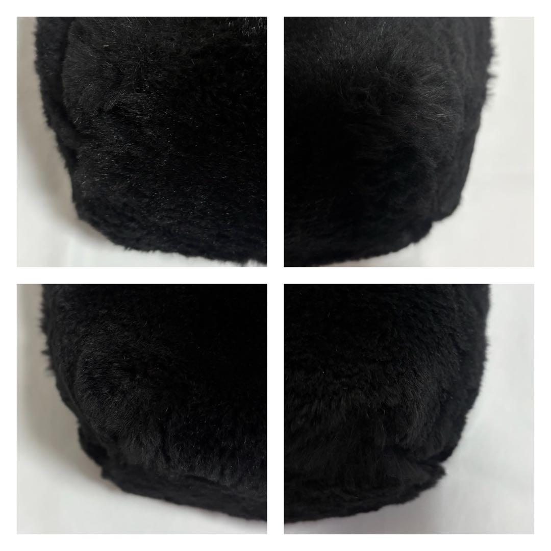 希少 ロンシャン プリアージュ ラビットファー ハンドバッグ 黒色 フランス製