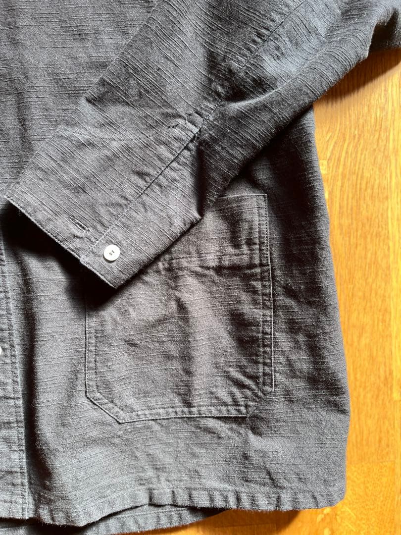 OSOCU知多木綿 黒染め オープンカラーシャツジャケット 名古屋黒紋付染