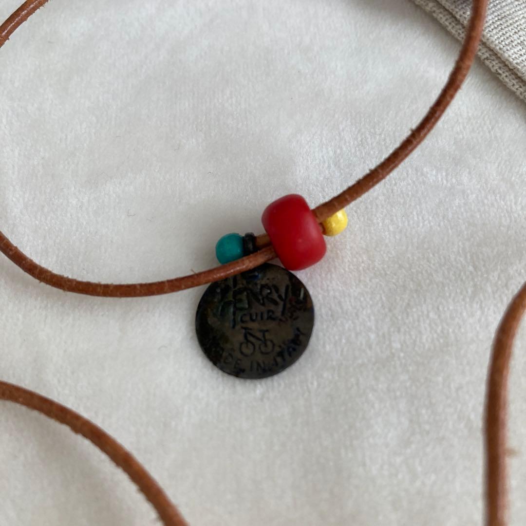 【希少品】HENRY CUIR アンリークイール　レザーネックレス　保管袋付