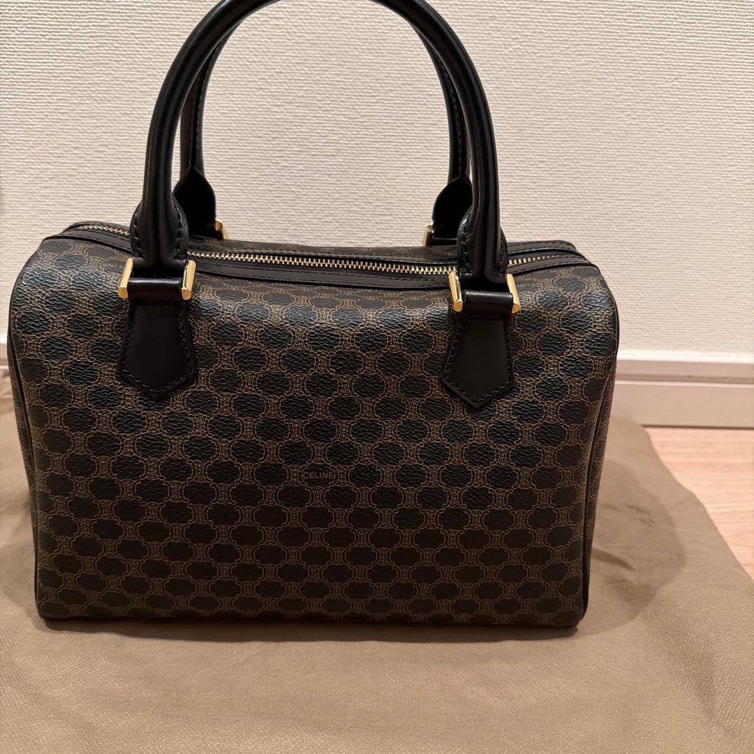 セリーヌ　黒　マカダム柄ミニボストンバッグ