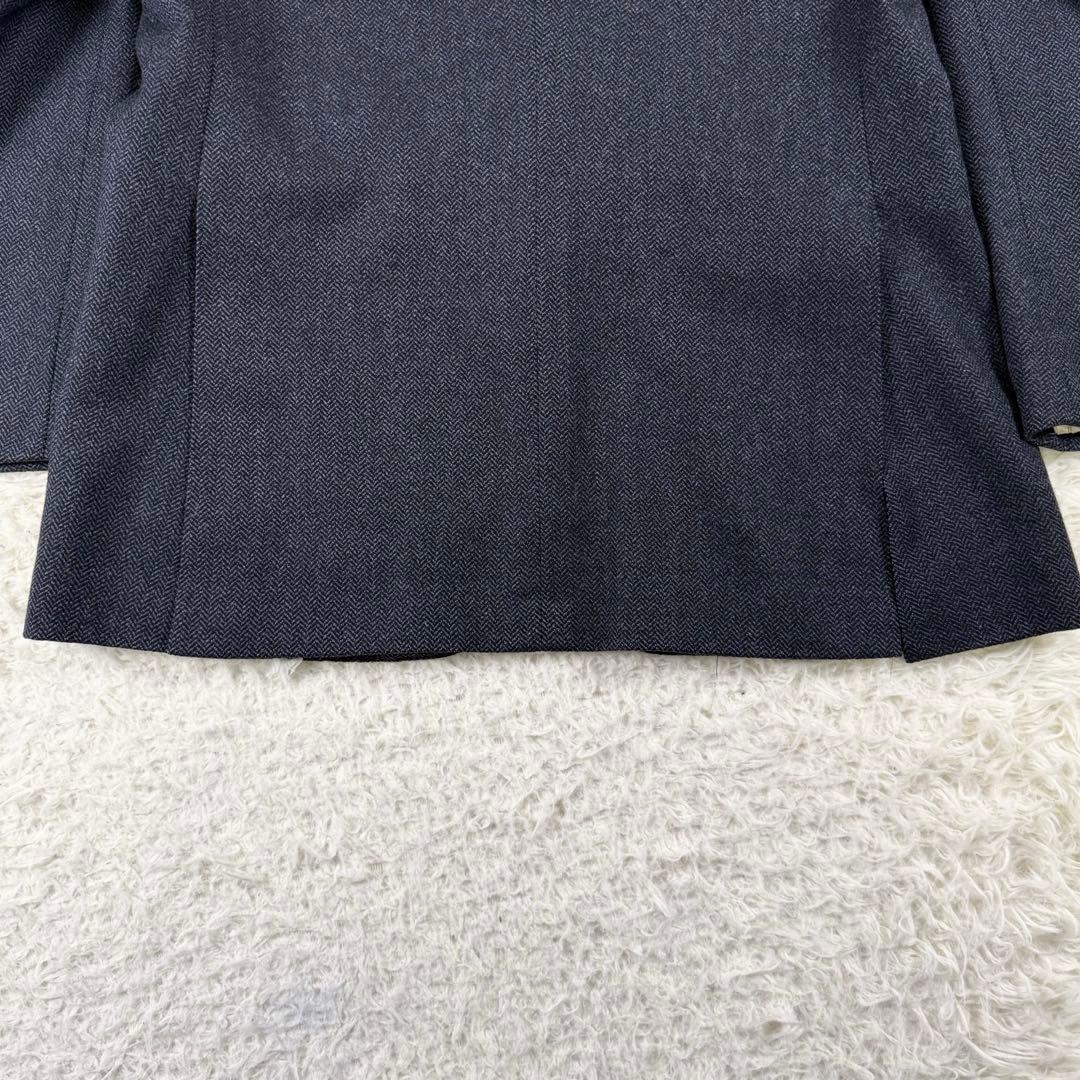 バーバリーロンドン テーラードジャケット カシミヤ混 ヘリンボーン 2B 紺色