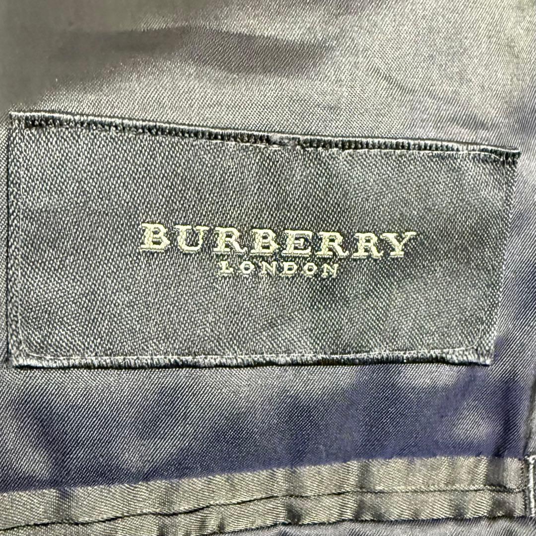 バーバリーロンドン テーラードジャケット カシミヤ混 ヘリンボーン 2B 紺色