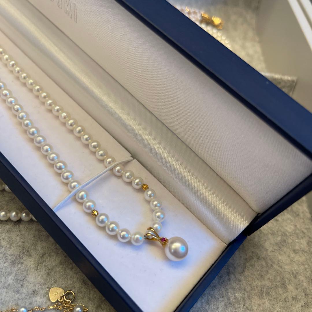 TSUTSUMI ホワイトパール　本真珠　ネックレス チャームK18 金具