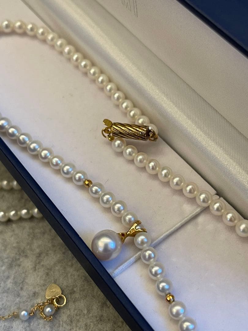 TSUTSUMI ホワイトパール　本真珠　ネックレス チャームK18 金具