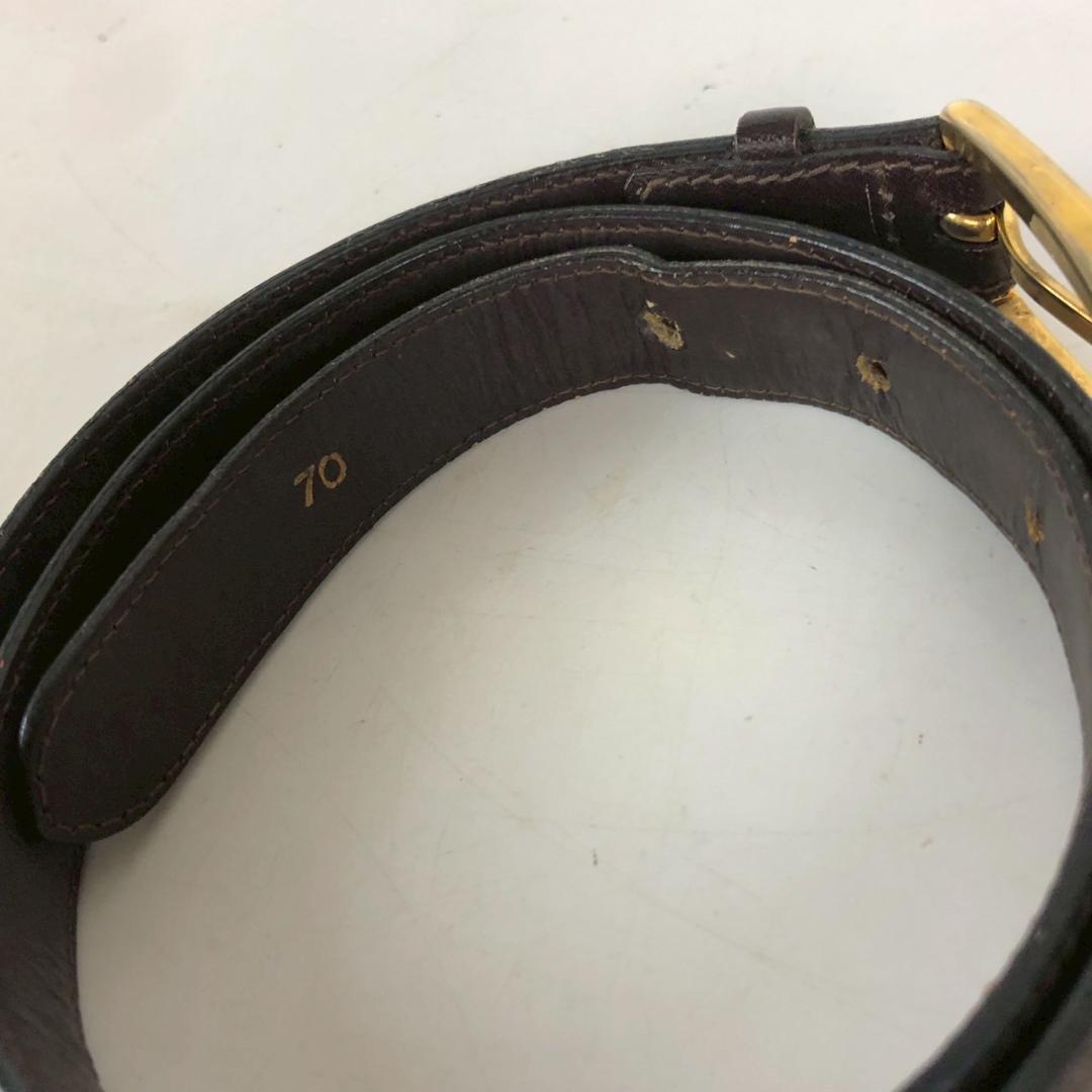 CELINE レザーベルト 馬車金具 ゴールドバックル