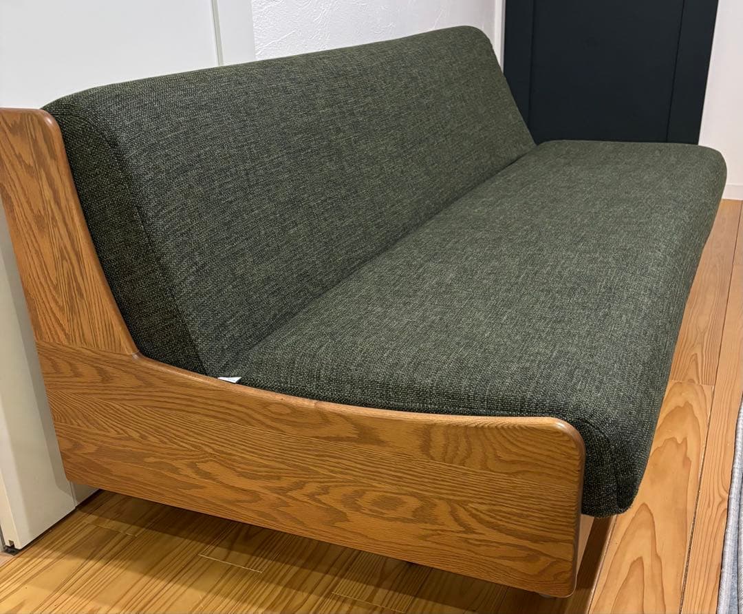 大川家具 ソファ ソファベッド ごろ寝ソファ 180cm 国産 日本製グリーン