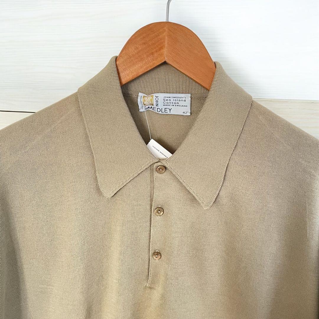 JOHN SMEDLEYジョンスメドレー　ニット 半袖 ベージュ 42 英国製