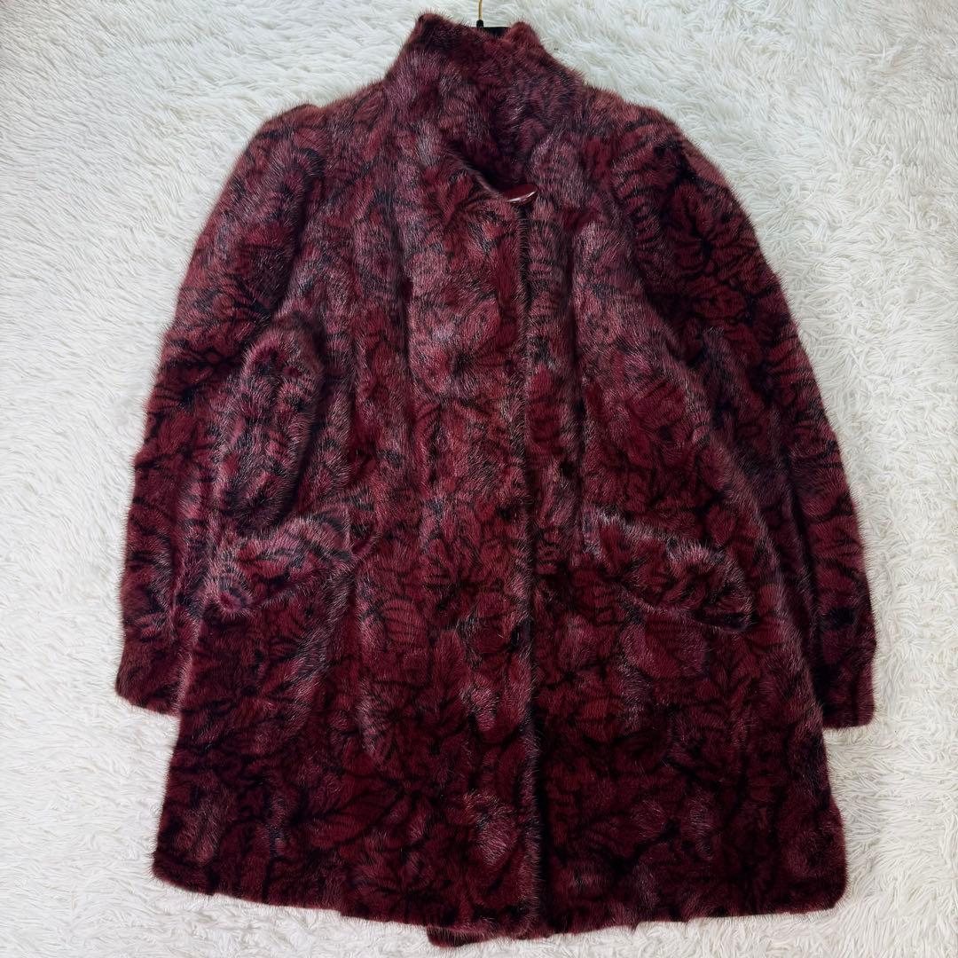 シェアードミンク　ファーコート　リーフ柄　リンクス染め　ヴァーカンティ　本毛皮