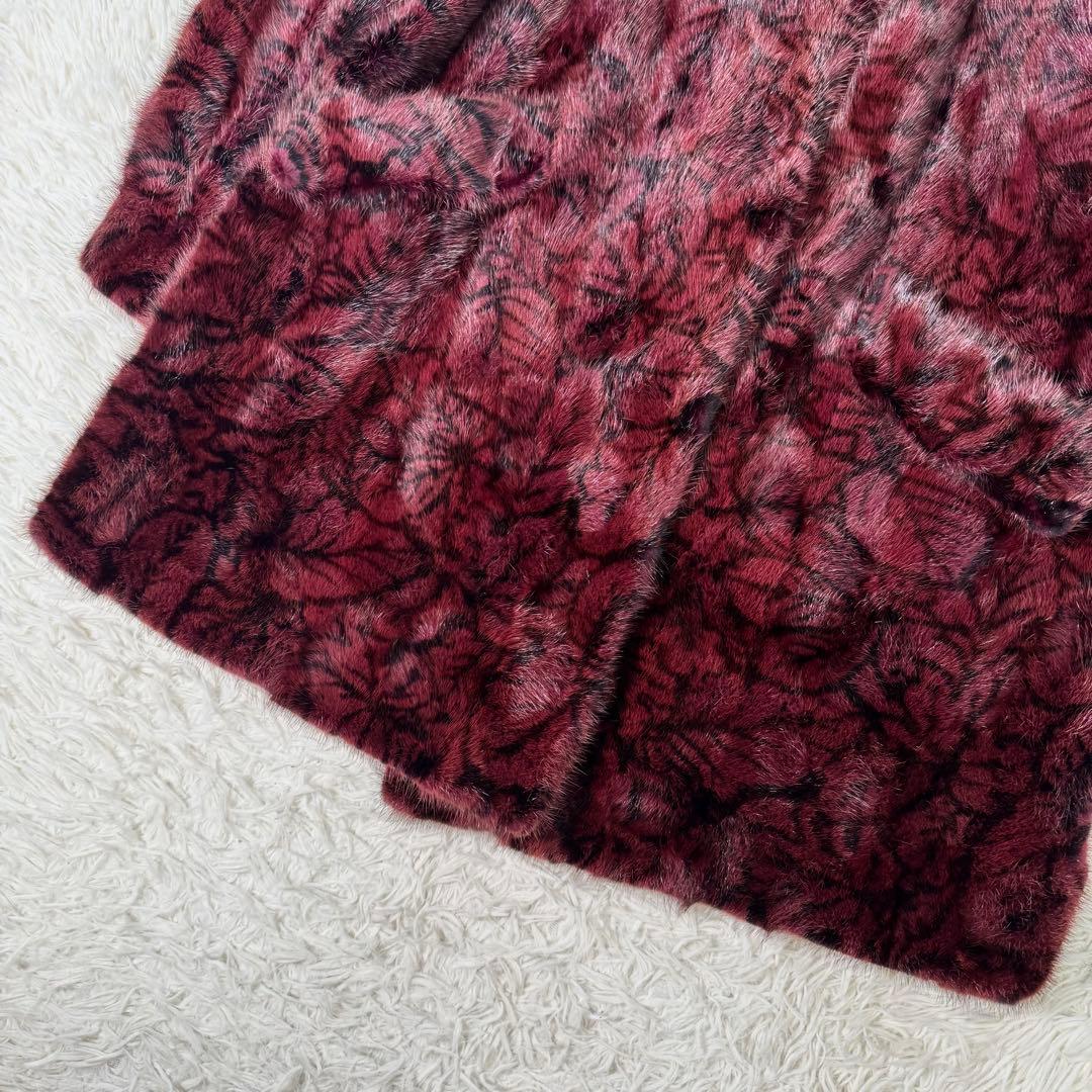 シェアードミンク　ファーコート　リーフ柄　リンクス染め　ヴァーカンティ　本毛皮
