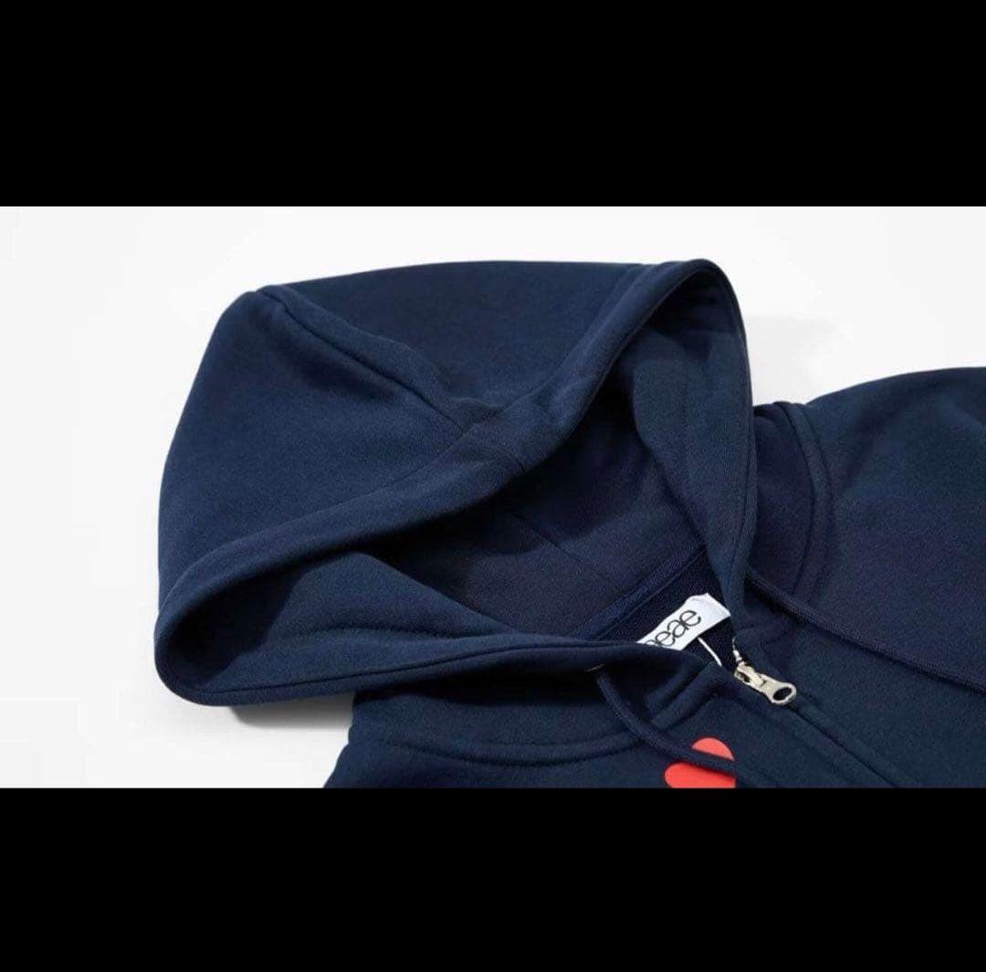 【新品未使用】aeea ドット柄 クロップドパーカー ネイビー