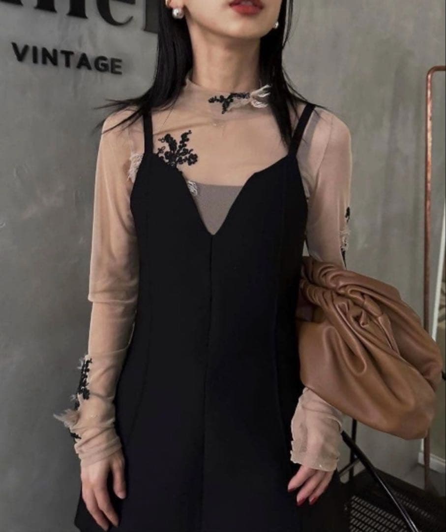 トップス AMERI VINTAGE UND FUR EMBROIDERY SKINTOP