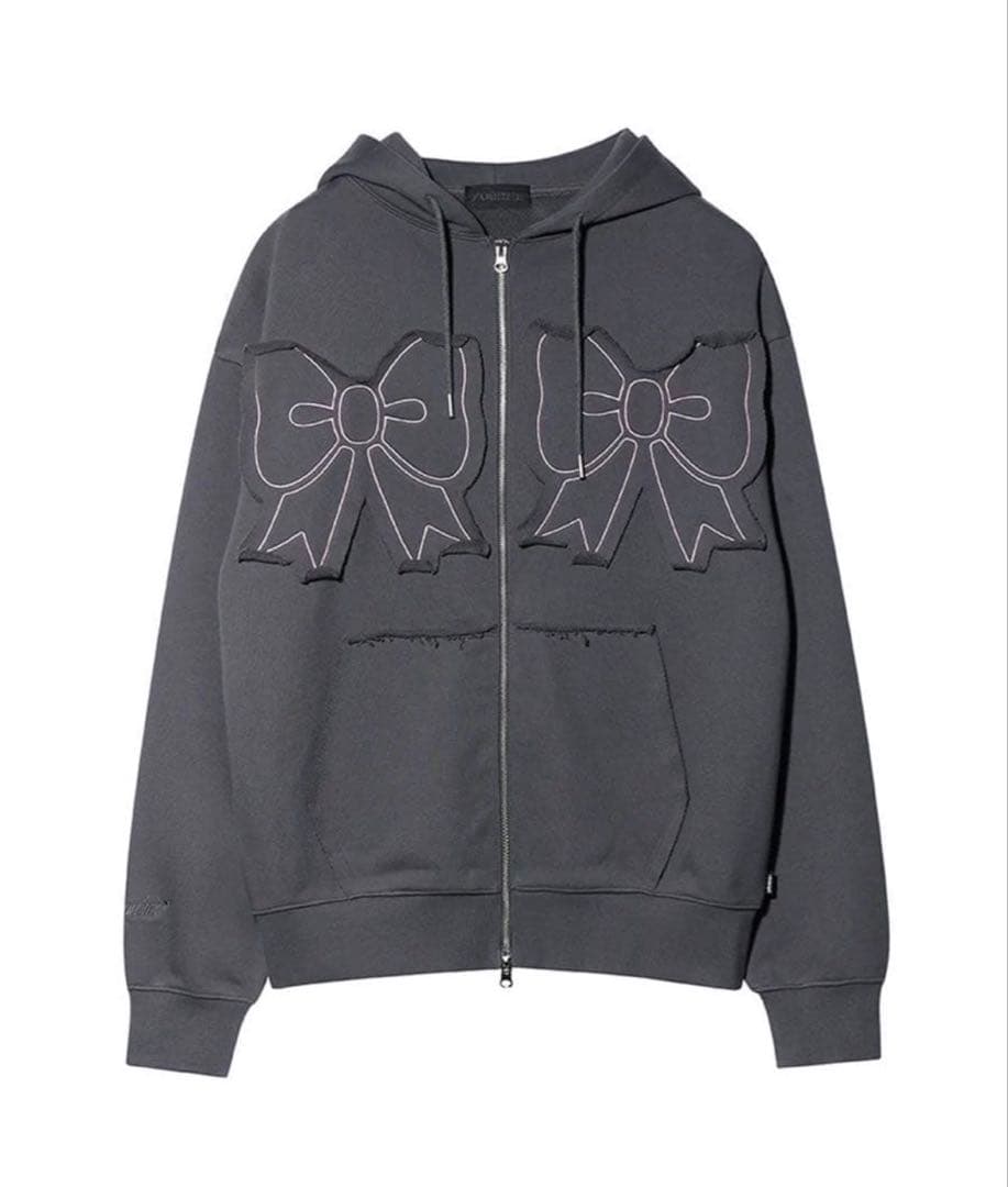 Youhee リボン刺繍ジップアップパーカー