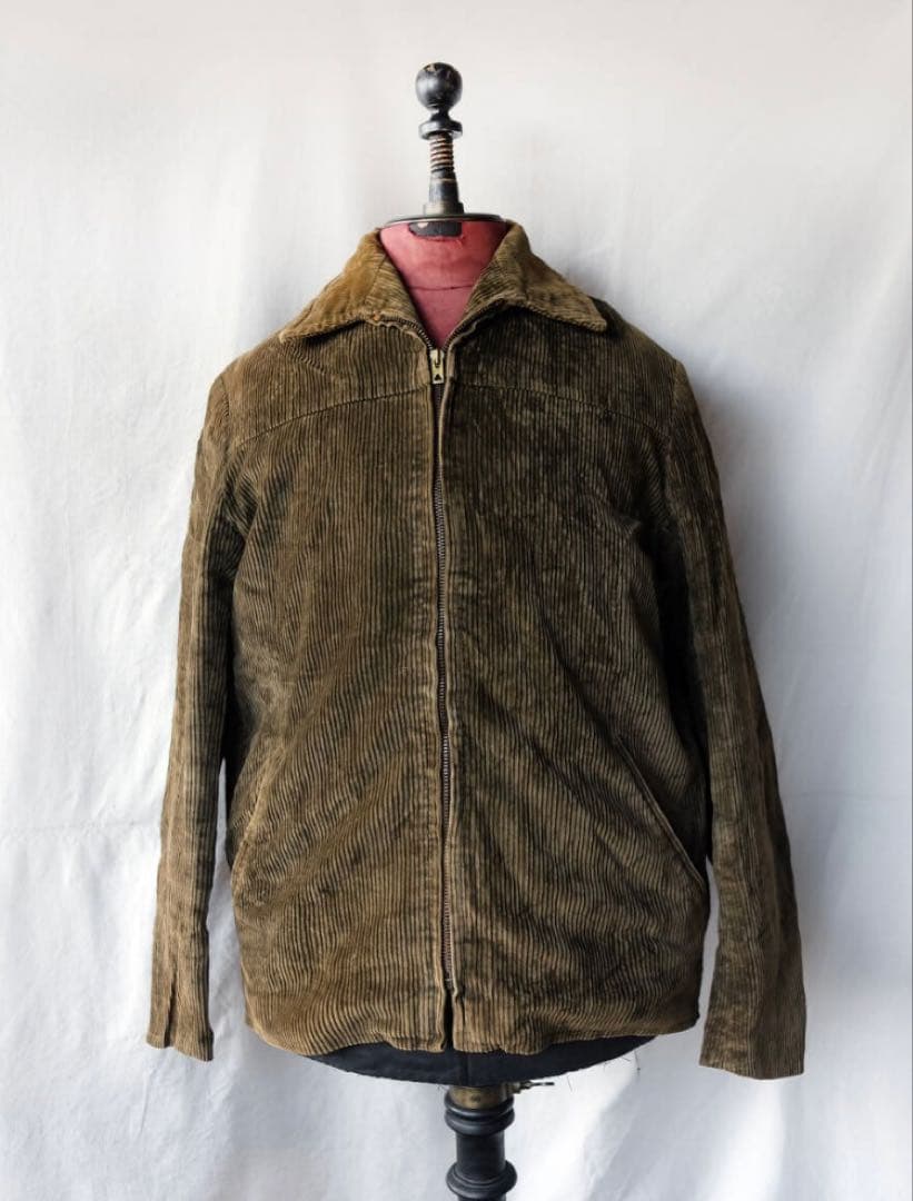 50's フランス ヴィンテージ Elson太畝コーデュロイ　刺繍タグ