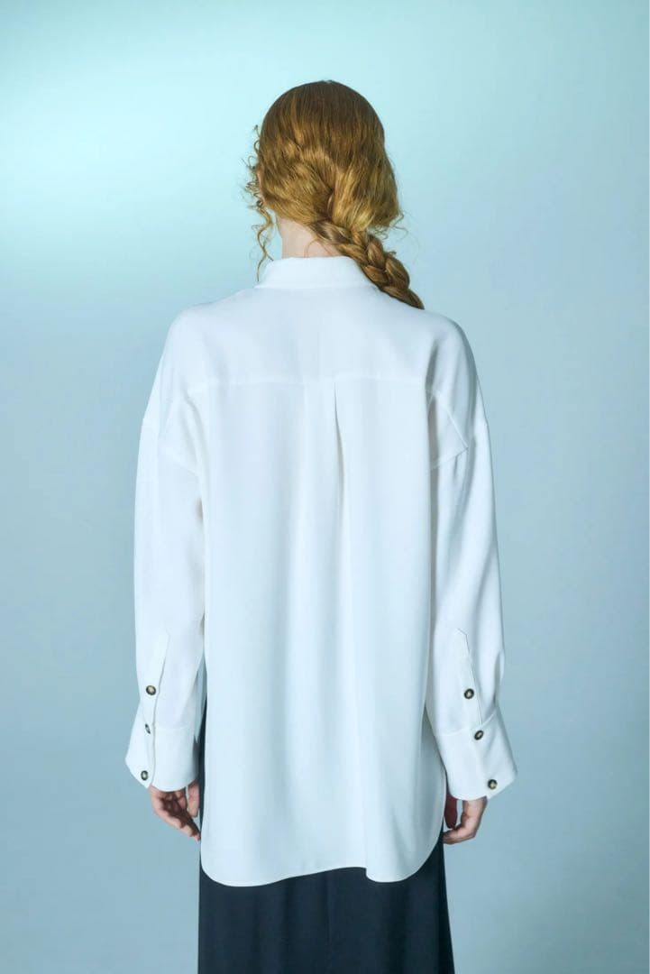 ENFOLDエンフォルドDRAPE-HEM SHIRTドレープヘムシャツ白シャツ