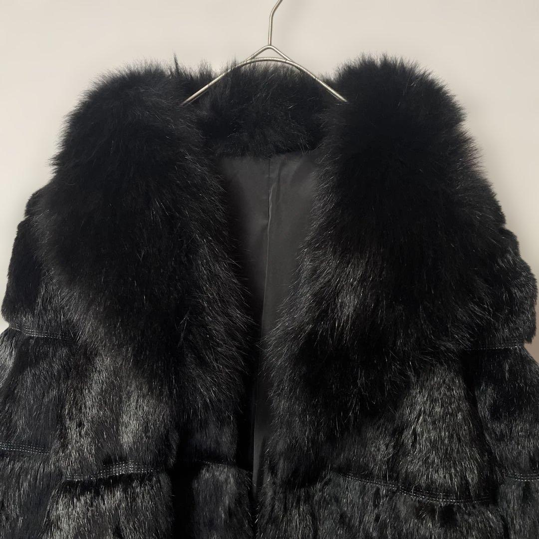 ブラックレッキス ラビットファーコート 女優襟　フォックス　毛皮