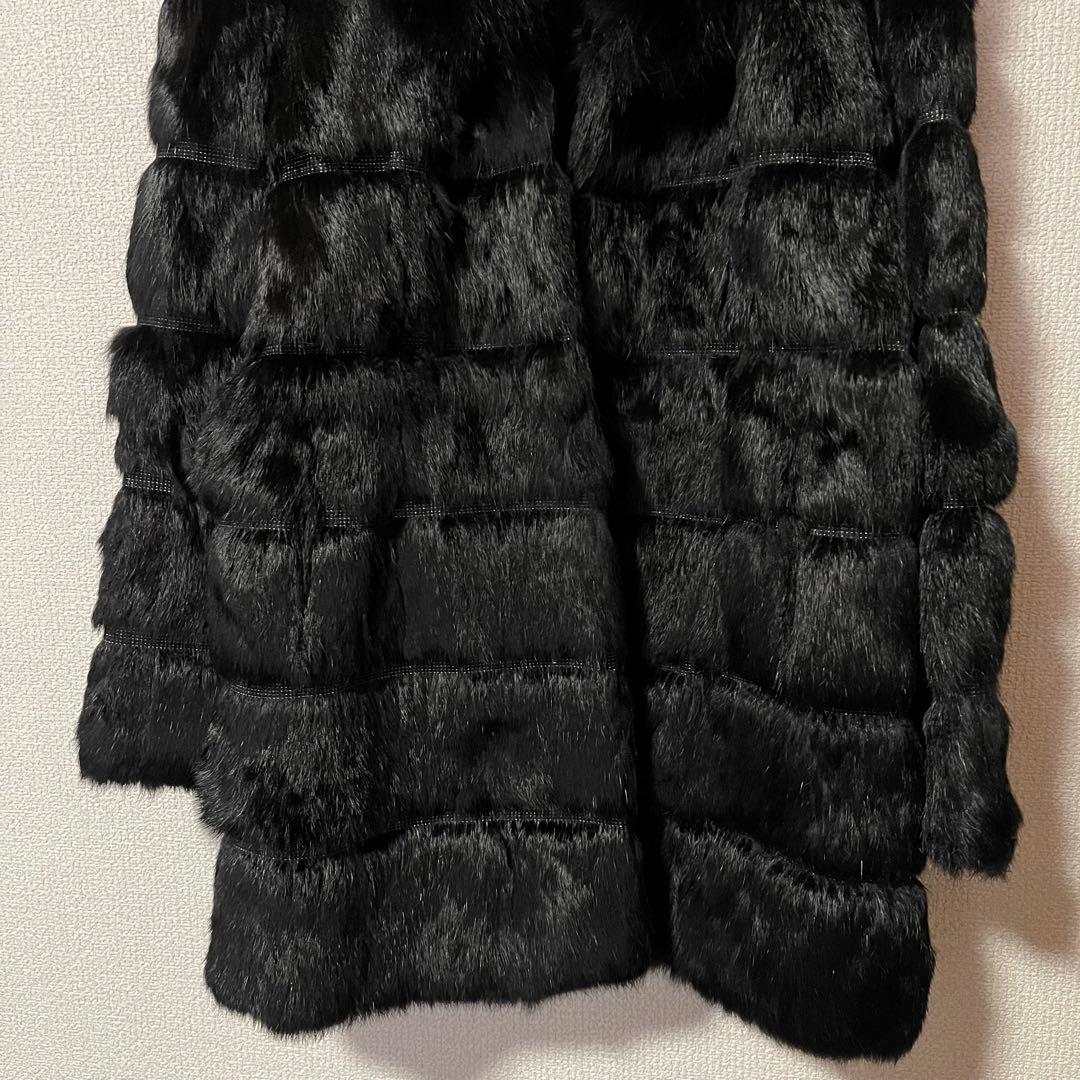 ブラックレッキス ラビットファーコート 女優襟　フォックス　毛皮