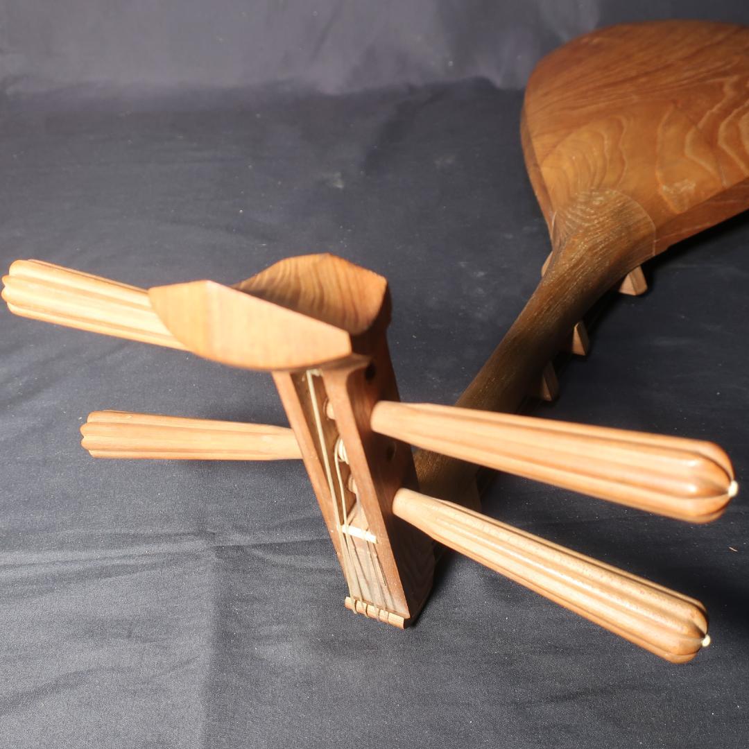 筑前琵琶 四弦五柱 半月細工 撥付き 和楽器