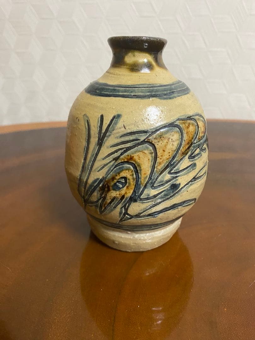 最終値下　金城次郎 壺屋焼 海老魚文徳利　木箱共箱　 酒器　沖縄　人間国宝