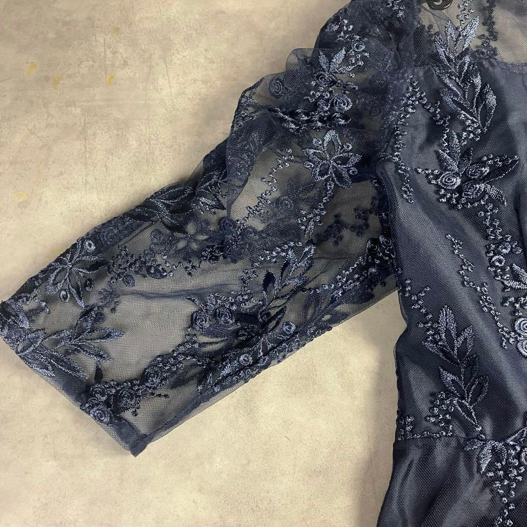 【新品】ハレモード 総レースドレス 紺 LL 大きいサイズ ワンピース 結婚式