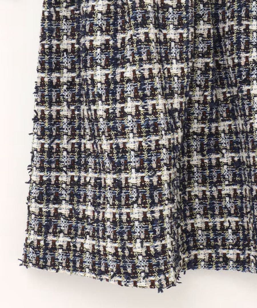 ツイードリボン付きノースリーブワンピース