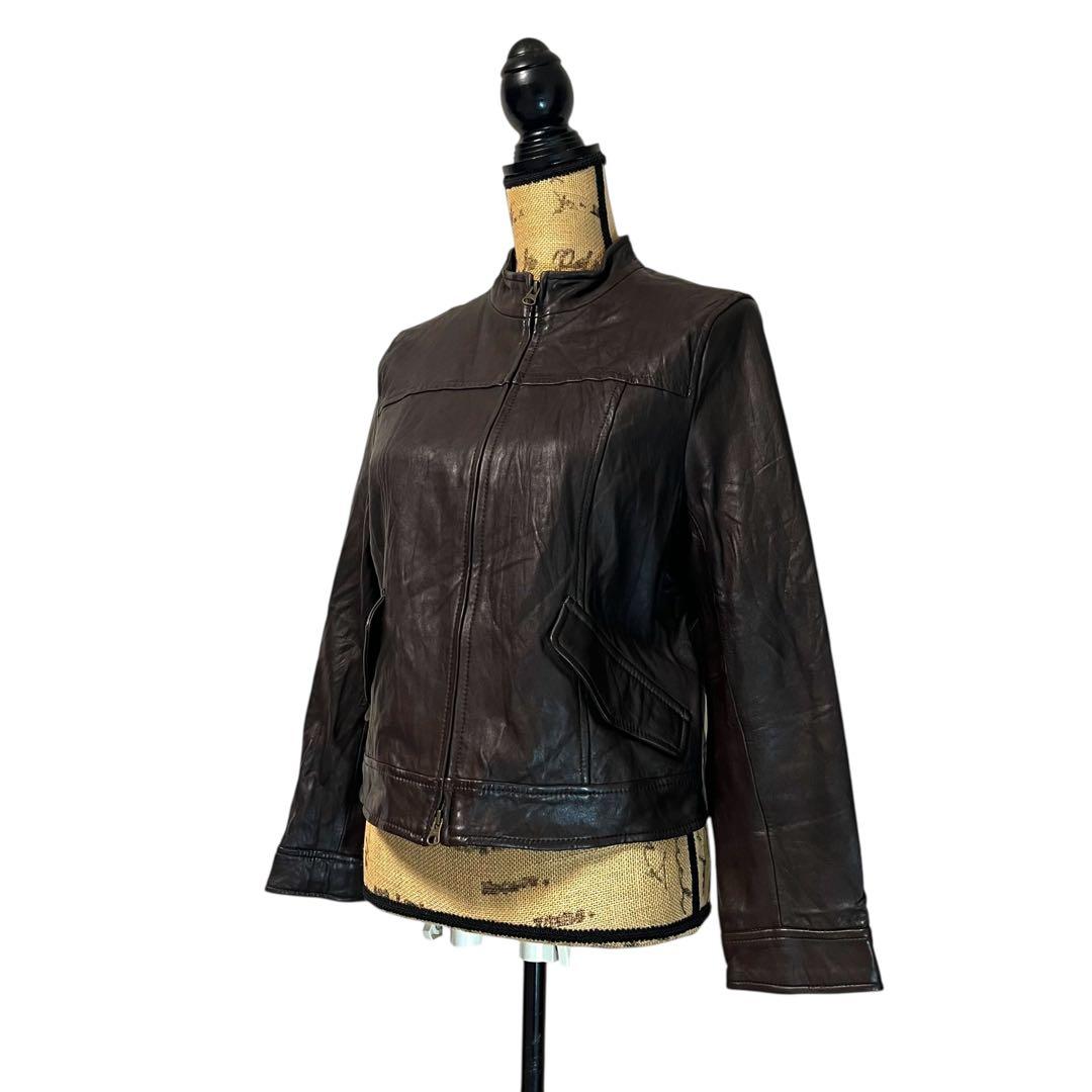 【大きいサイズ】【羊革】【46】23区 レザージャケット レディース