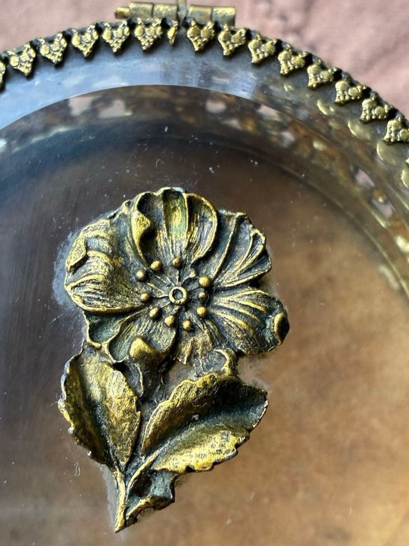 フランス　アンティーク　オルモル　ガラス　ジュエリー　ボックス　真鍮　レア