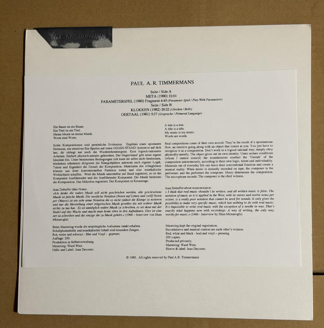 洋楽 LP Paul A.R.Timmermans/
