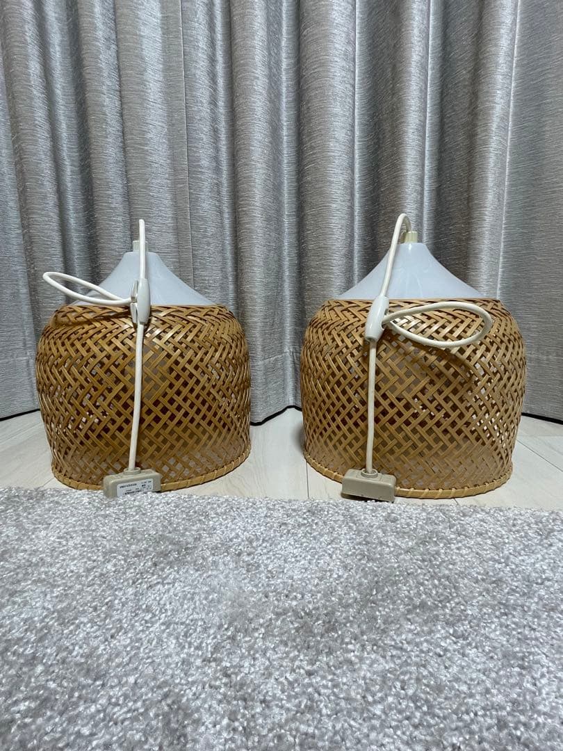 SKランプ2セット「竹のあかり」鐘型／竹編み ペンダントライト