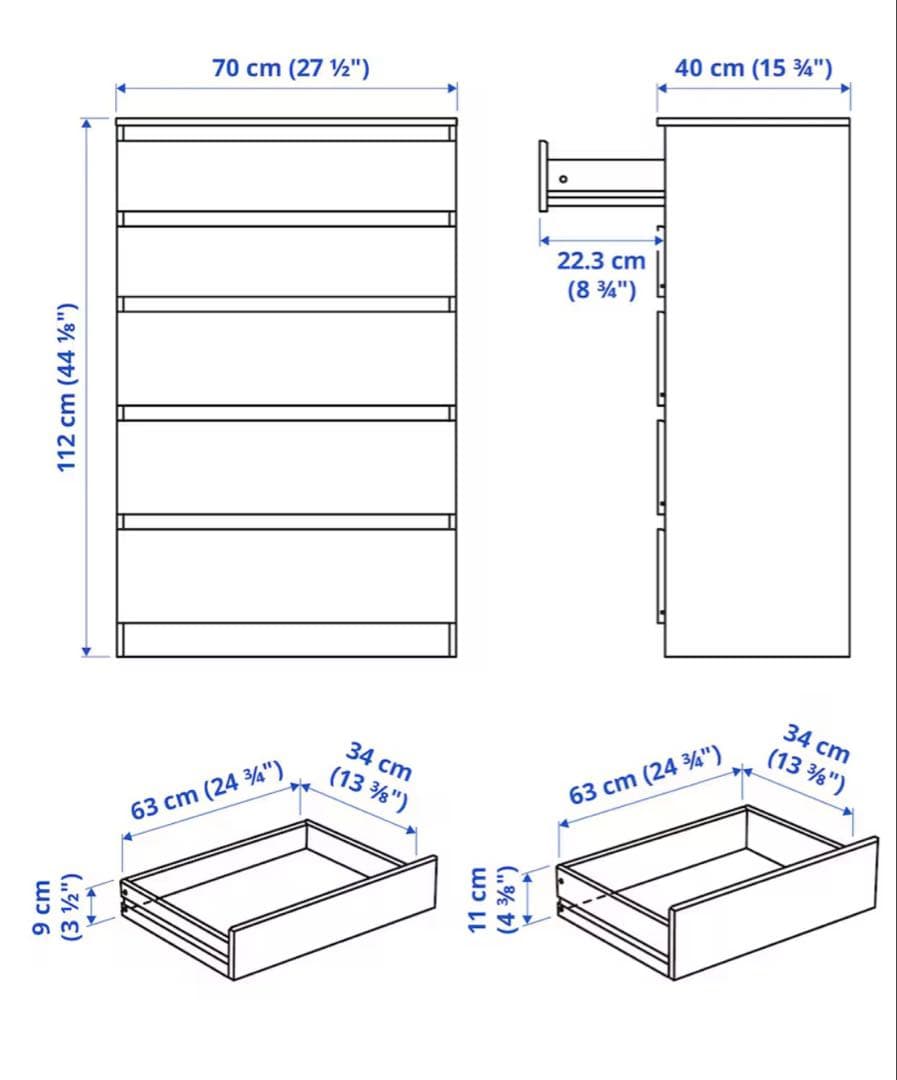 IKEA KULLEN クレン チェスト（引き出し×5）ホワイト