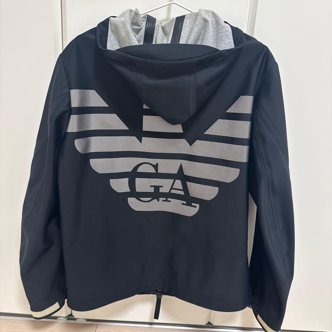 美品 エンポリオアルマーニ ロゴ ナイロンジャケット 黒色 サイズ48(M〜L)