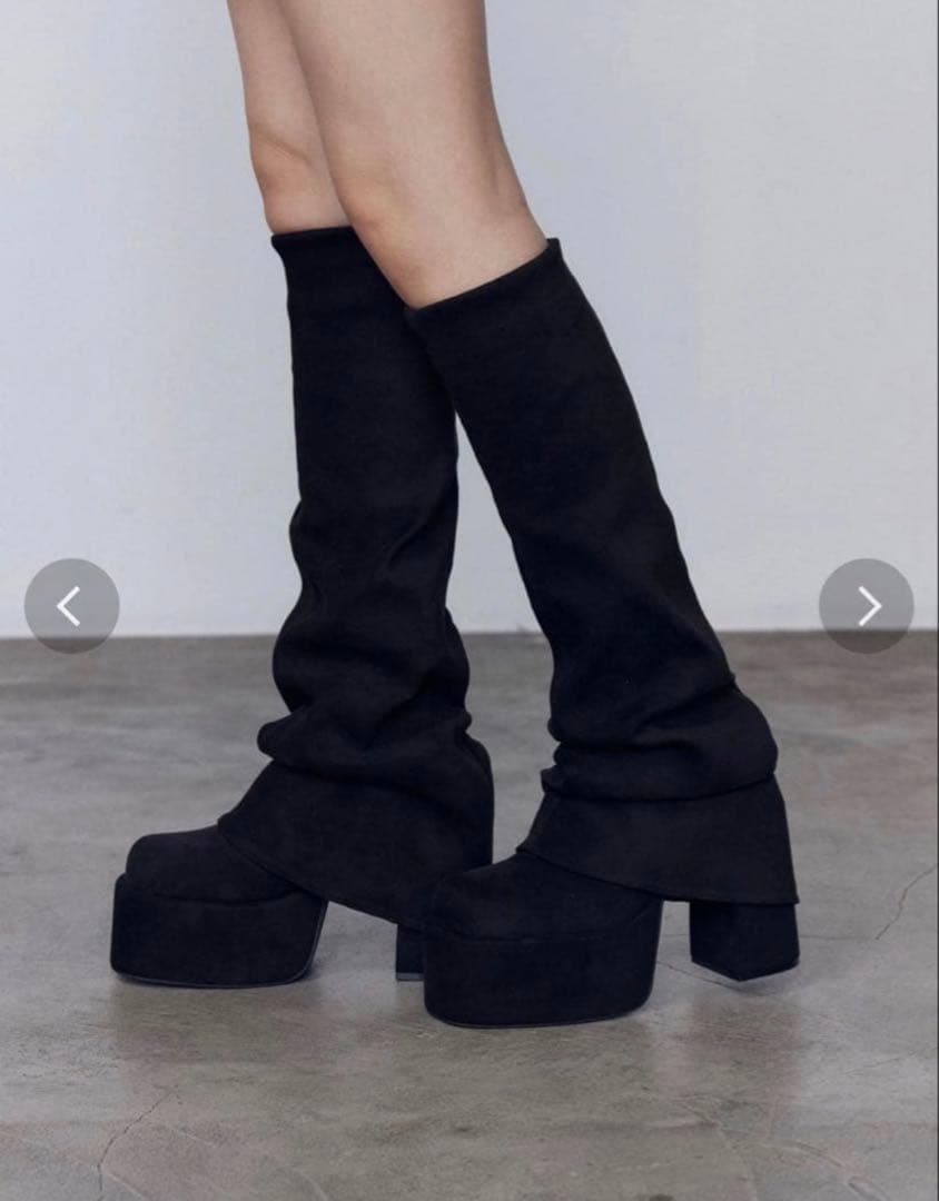 ルーズフレアカバーフィットブーツ emoda ブラック Mサイズ