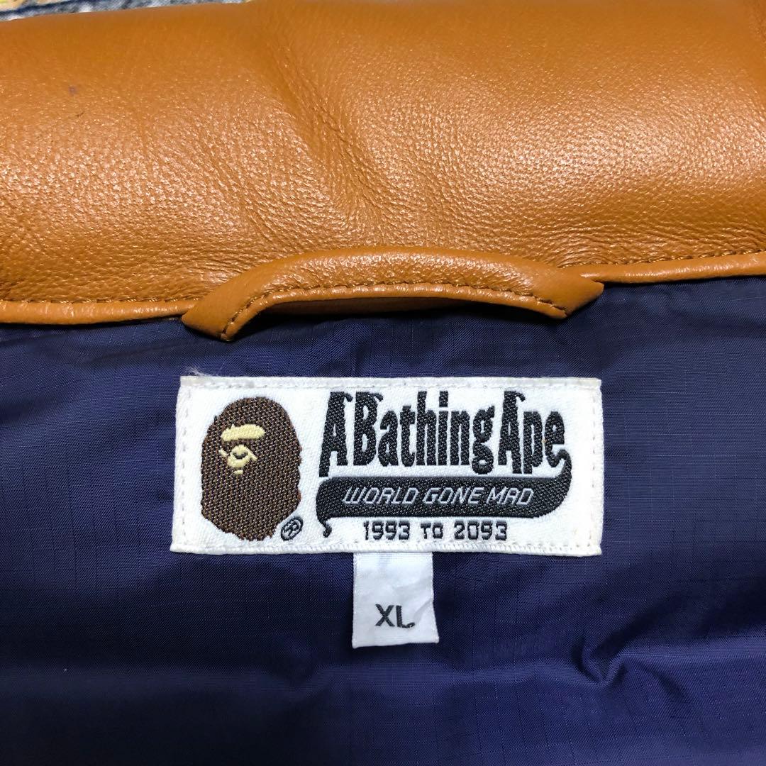 アベイシングエイプ　レザーダウンジャケット　hero XL