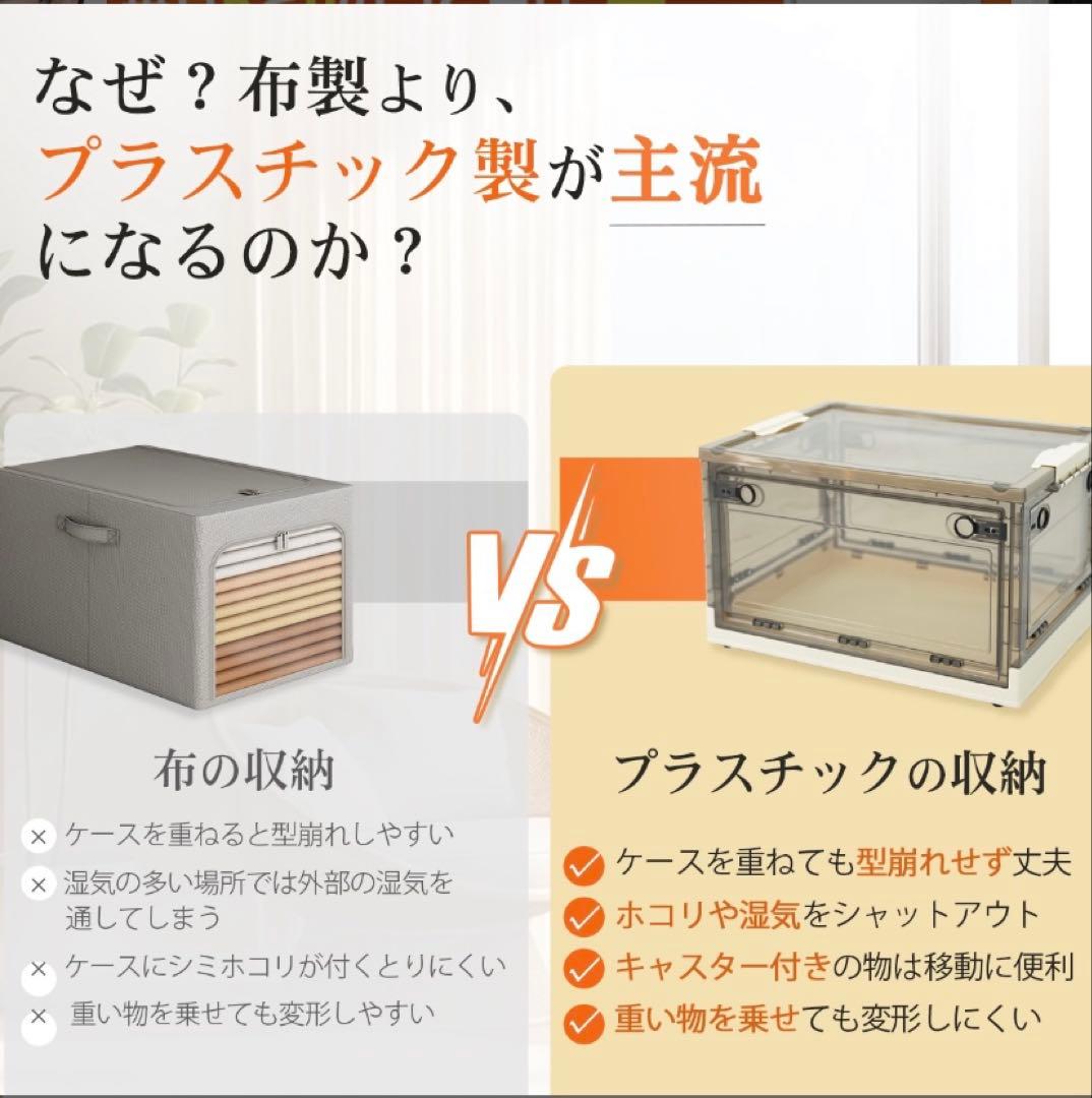 折りたたみ収納ボックス コンテナ　キャスター付き イエロー5個 収納ケース