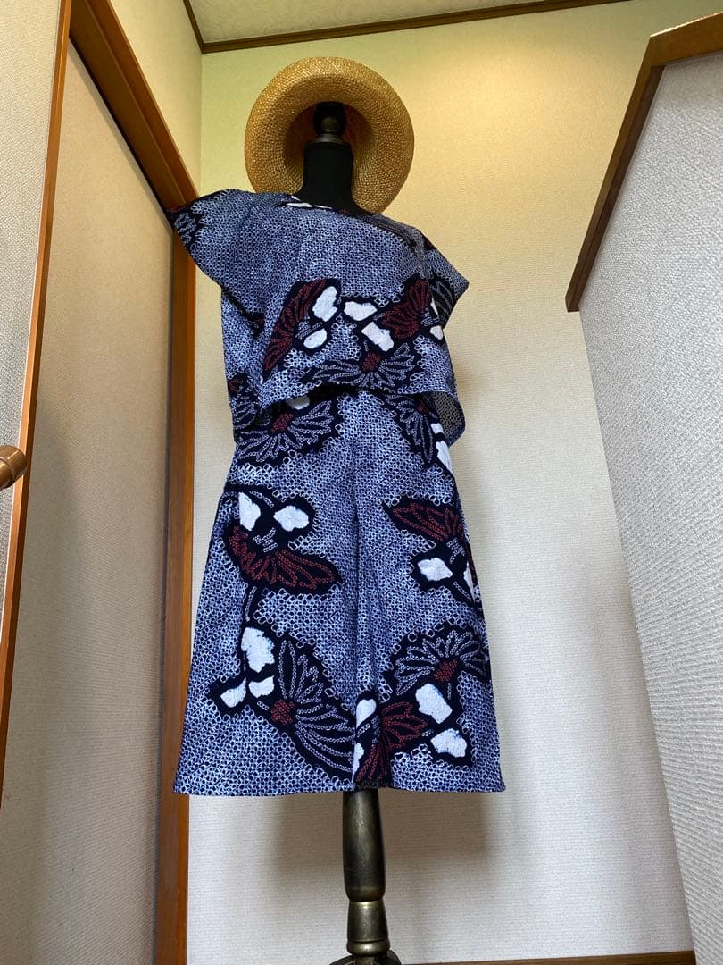 絞り浴衣リメイク　セットアップ