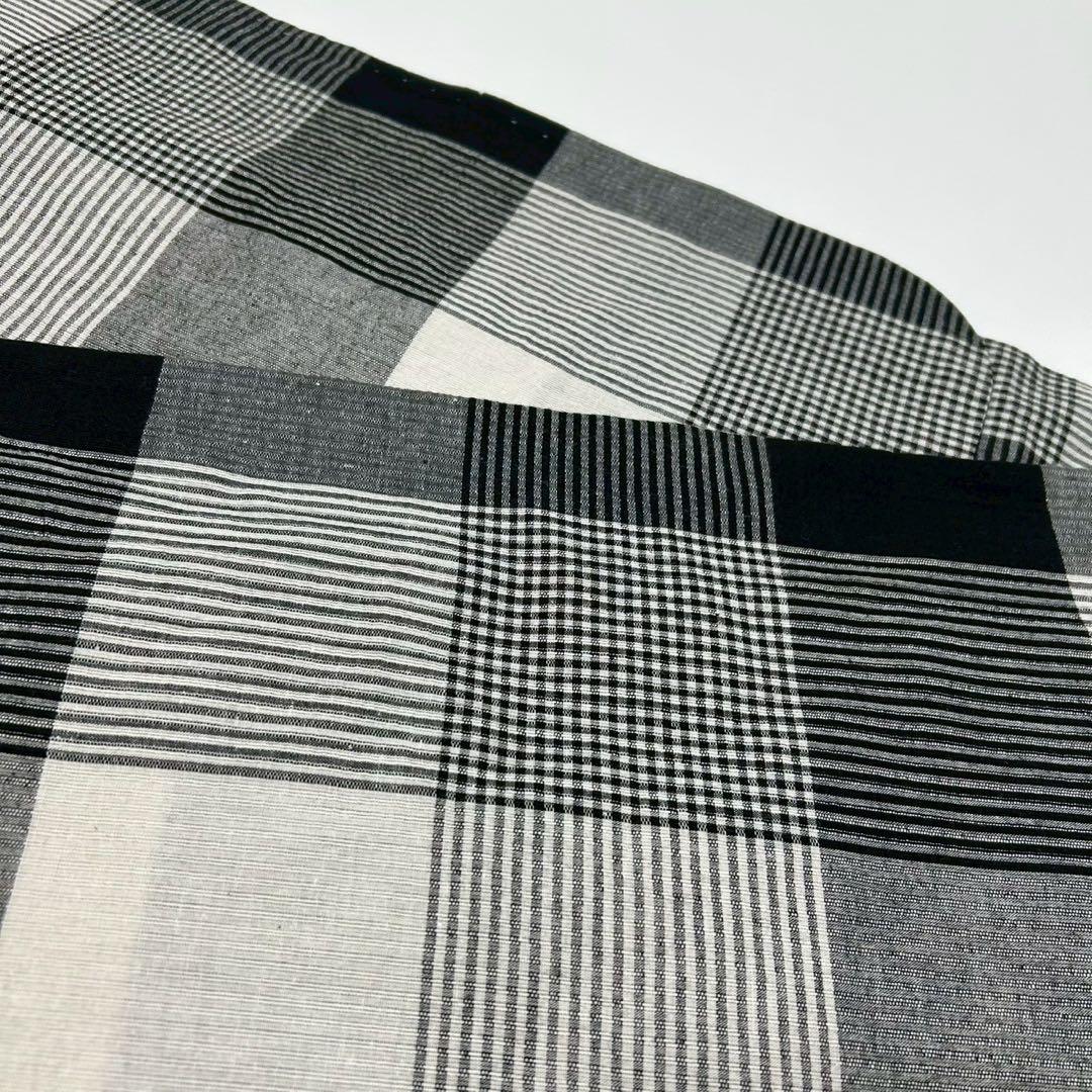 浴衣　綿麻　先染め ブロックチェック 黒　グレー　格子 2点　0531⑫