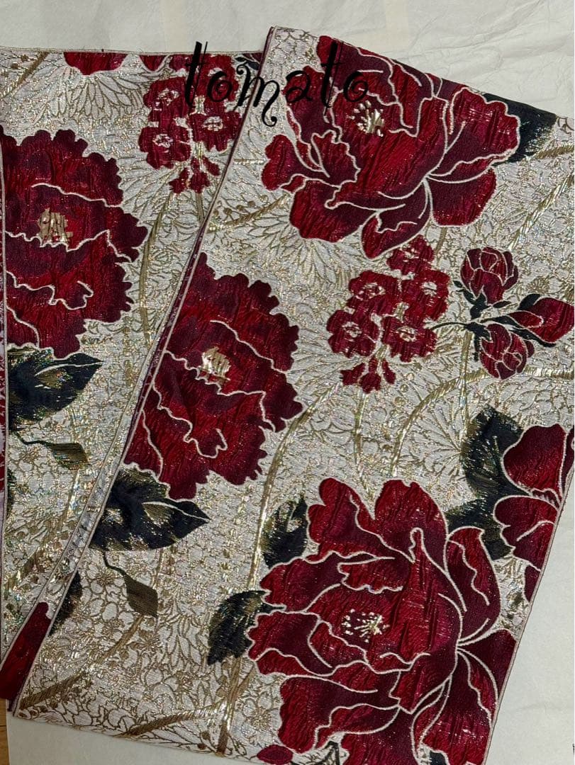 大人兵児帯【スノーホワイト　プラチナシルバー】【篤姫】【シャクヤク紅】